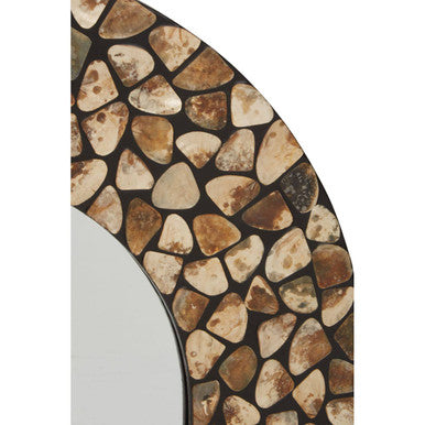 Palu Round Black Wall Mirror with Seashell Inlay