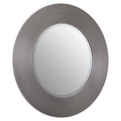 Grey Ribbed Round Wall Mirror | Dervio
