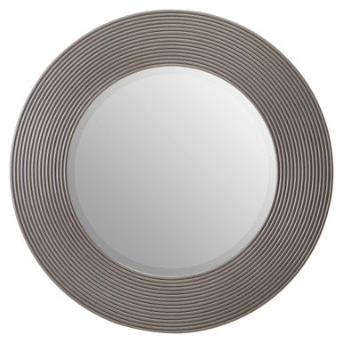 Grey Ribbed Round Wall Mirror | Dervio