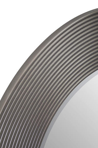 Grey Ribbed Round Wall Mirror | Dervio