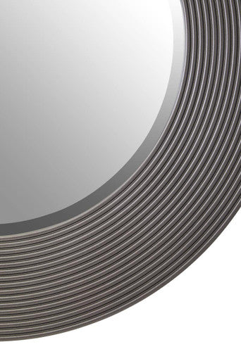 Grey Ribbed Round Wall Mirror | Dervio