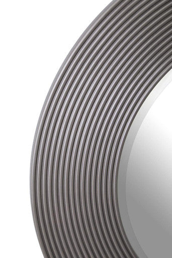Grey Ribbed Round Wall Mirror | Dervio