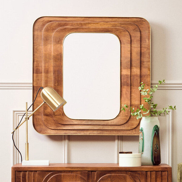 Mango Wood Carved Wall Mirror | Sangar