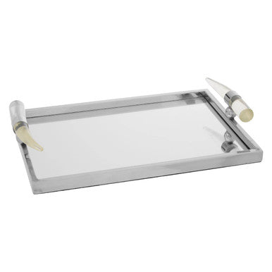 Mirrored Tray with Acrylic Horn Handles | Herne