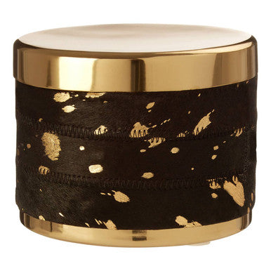 Bowerbird Large Gold And Black Hair on Leather Trinket Box