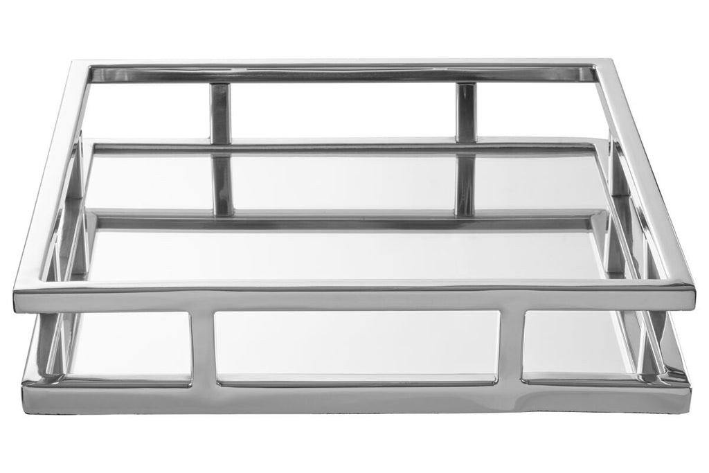 Cruzar Square Mirrored Silver Tray
