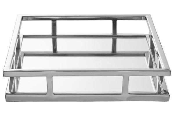 Cruzar Square Mirrored Silver Tray