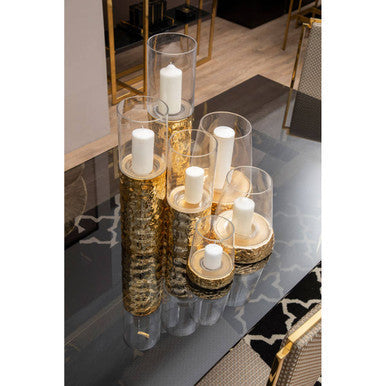 Martele Small Hurricane Gold Candle Holder