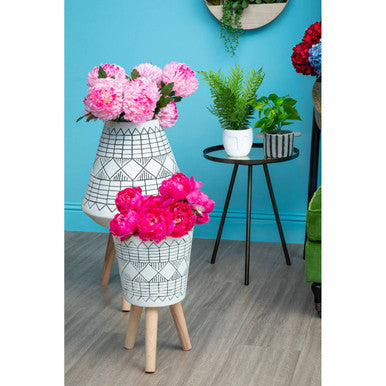 Darnell White And Black Large Planter