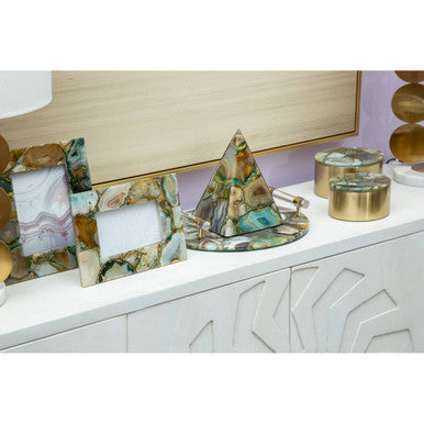 Bowerbird Green And Gold Agate Tray