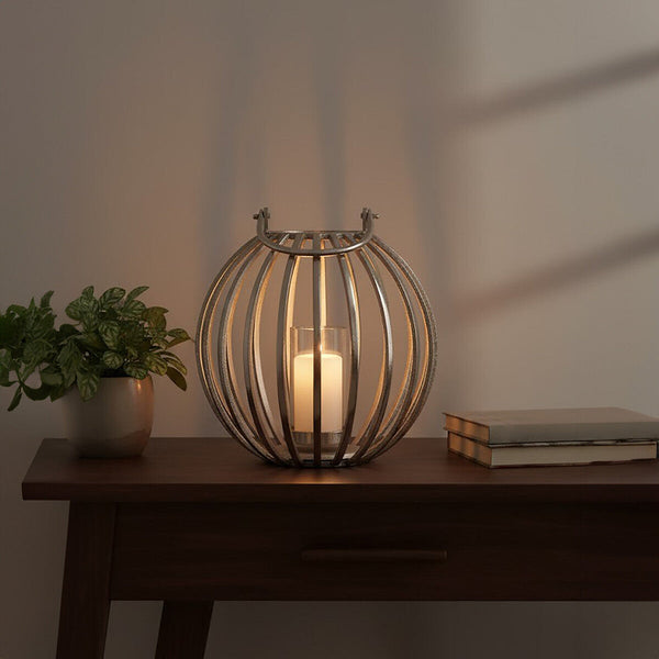 Aura Large Silver Finish Lantern