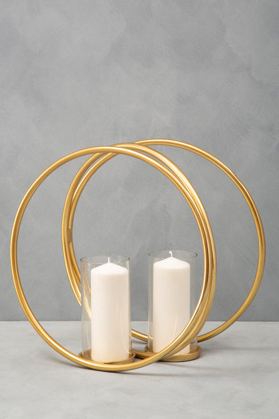 Aura Large Gold Finish Double Candle Holder