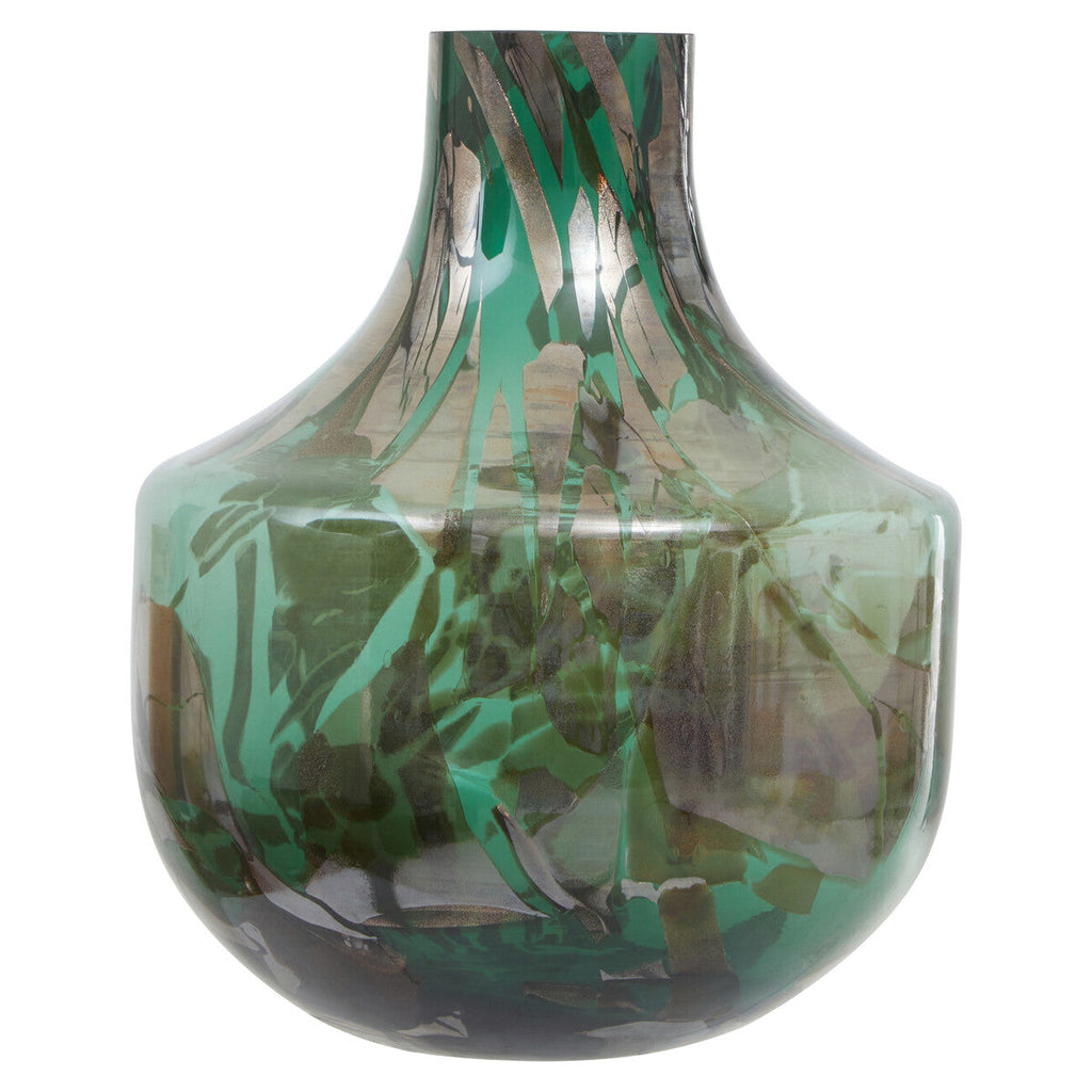 Herbie Green and Gold Large Glass Vase