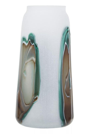 Hakan Tall Glass Vase with Marbled Design