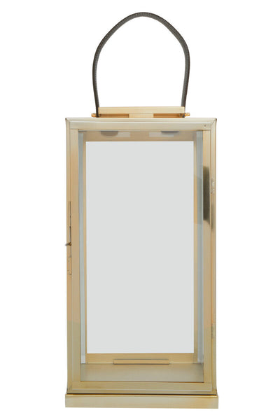 Herber Large Gold Steel With Hair On Leather Handle Lantern