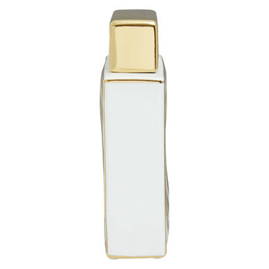 Curva Gold and White Ceramic Jar