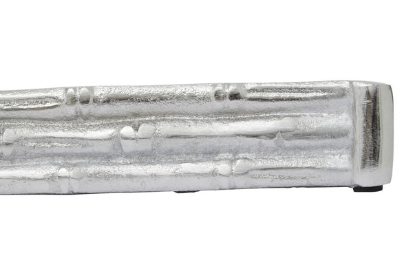 Hiba Silver Finish Bamboo Effect Mirrored Tray