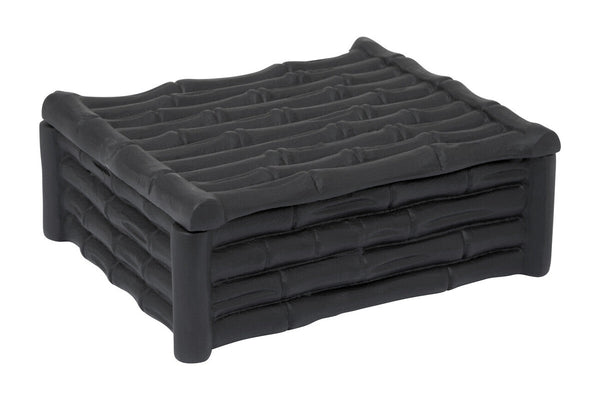Hiba Small Black Finish Bamboo Effect Trinket Box