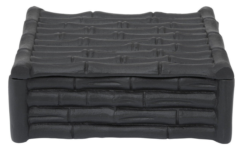 Hiba Small Black Finish Bamboo Effect Trinket Box