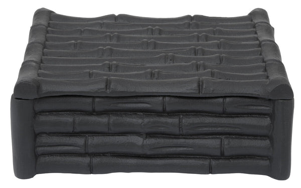 Hiba Small Black Finish Bamboo Effect Trinket Box
