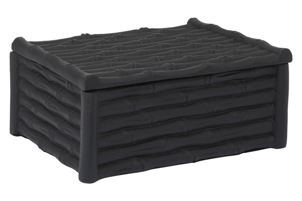 Hiba Large Black Finish Bamboo Effect Trinket Box
