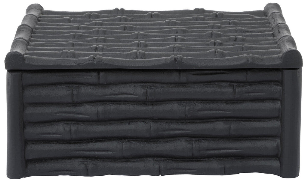 Hiba Large Black Finish Bamboo Effect Trinket Box