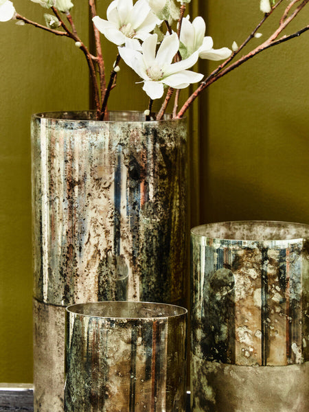 Gaia Antique Effect Black Glass Medium Vase