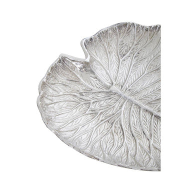 Salma Large Silver Finish Lotus Leaf Plate