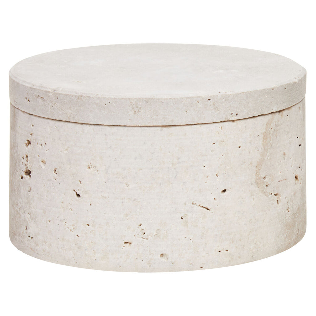 Tibor Travertine Round Trinket Box