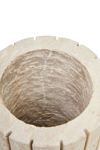 Tibor Travertine Ribbed Vase