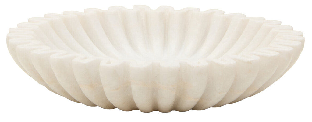 Savio Small White Fluted Marble Bowl