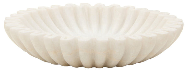 Savio Small White Fluted Marble Bowl