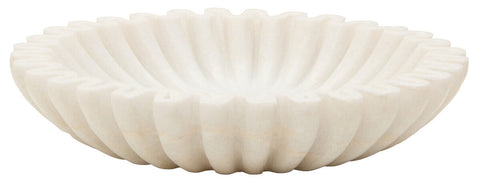 Savio Small White Fluted Marble Bowl