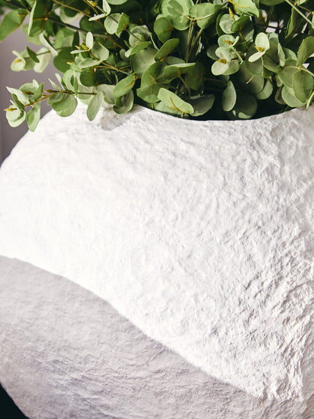 Sanai Cotton Mache Large White Round Vase