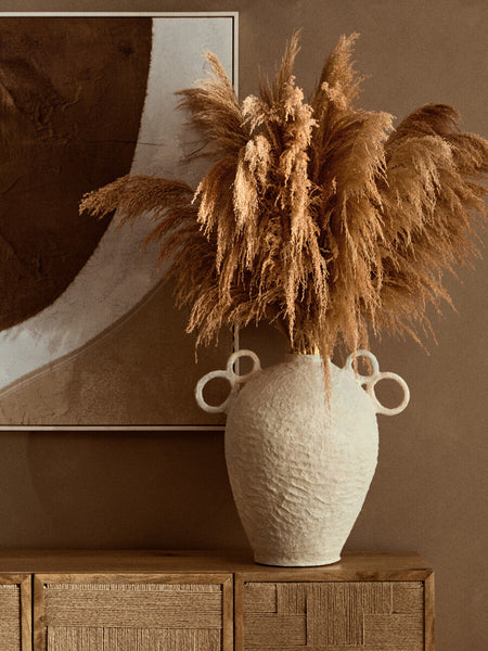 Sanai Cotton Mache Large Vase With Decorative Handles