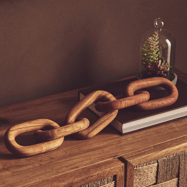 Brown Wood 5 Link Table Decor Chain | Cato
