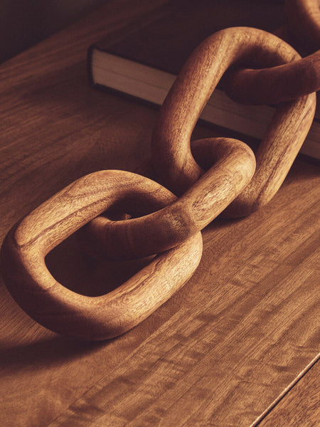 Brown Wood 5 Link Table Decor Chain | Cato