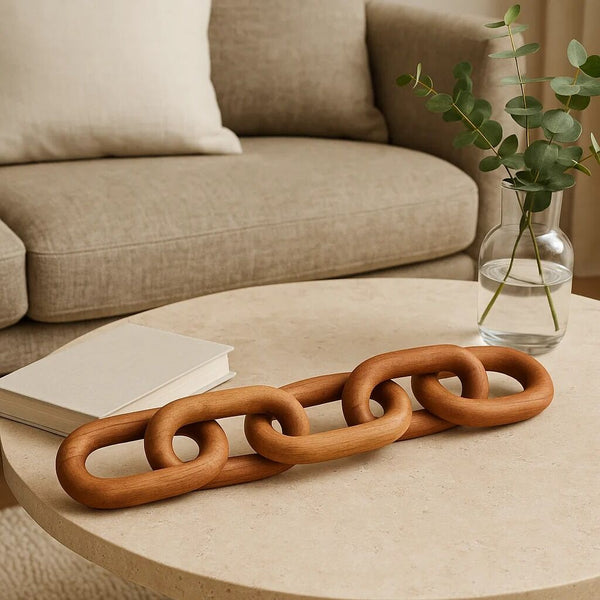Brown Wood 5 Link Table Decor Chain | Cato
