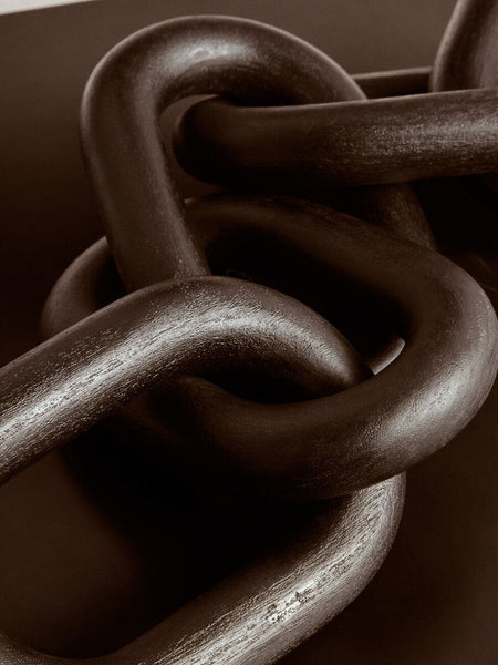Cato Black Wood Five Link Chain Decor
