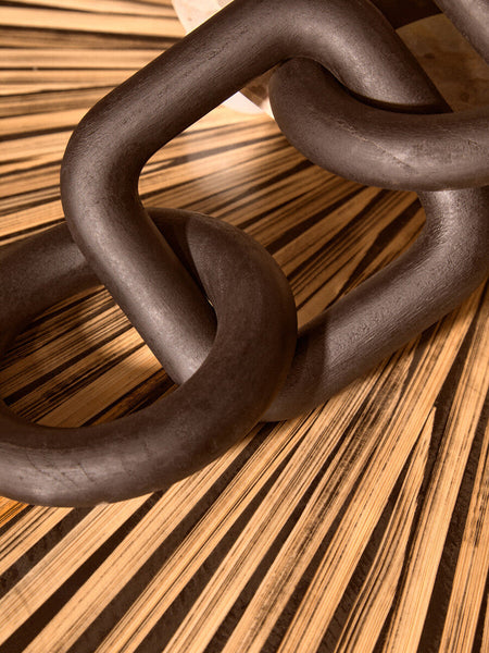 Cato Black Wood Five Link Chain Decor