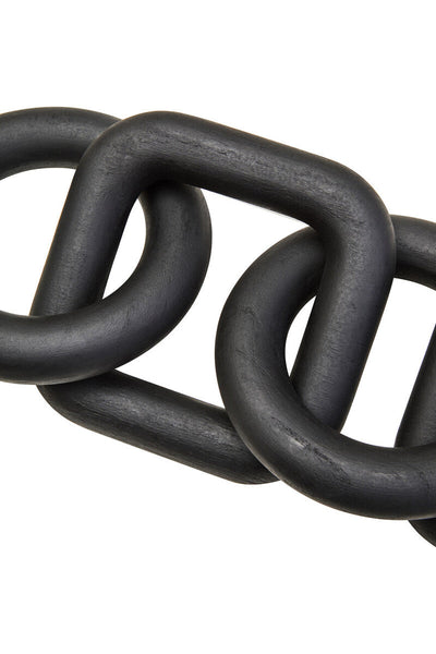 Cato Black Wood Five Link Chain Decor