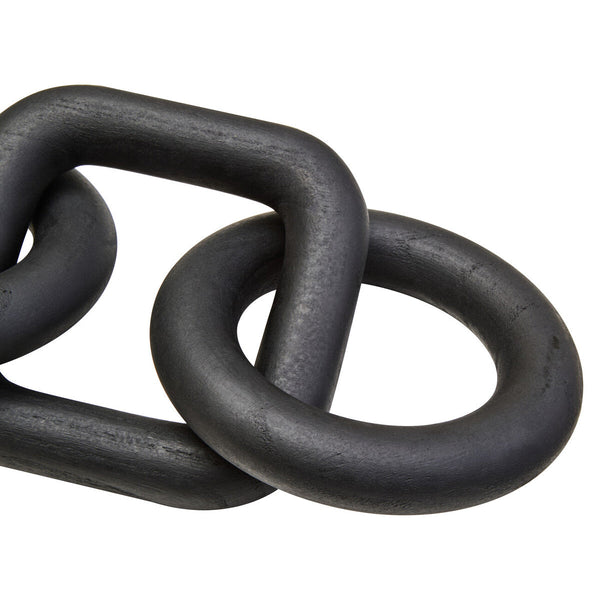 Cato Black Wood Five Link Chain Decor