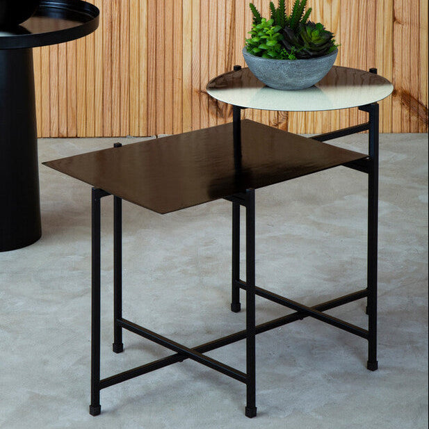 Ramus Black and White Ombre Finish 2 Tier Side Table