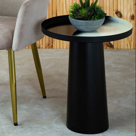 Ramus Black and White Ombre Finish Round Side Table