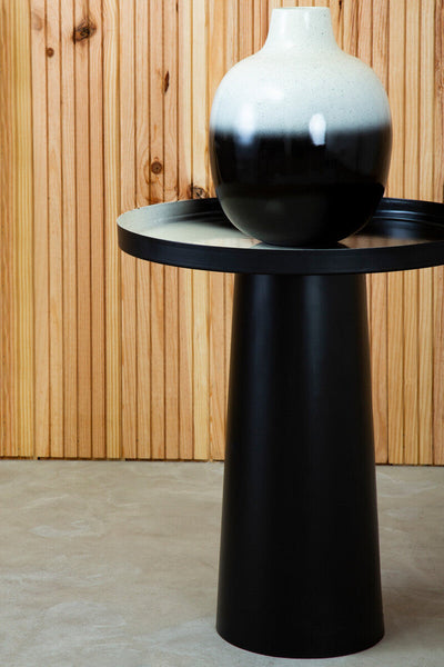 Ramus Black and White Ombre Finish Round Side Table