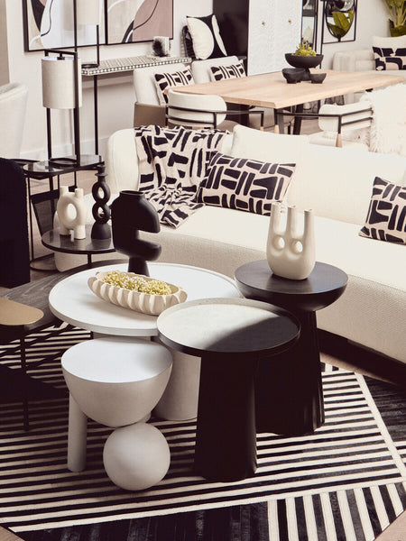 Ramus Black and White Ombre Finish Round Side Table
