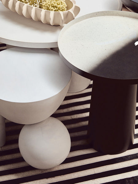 Ramus Black and White Ombre Finish Round Side Table