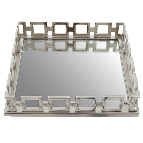 Square Nickel Finish Mirror Tray | Rhoda