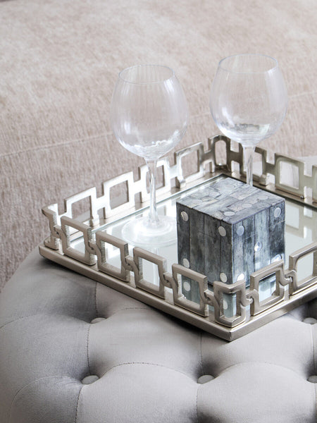 Square Nickel Finish Mirror Tray | Rhoda