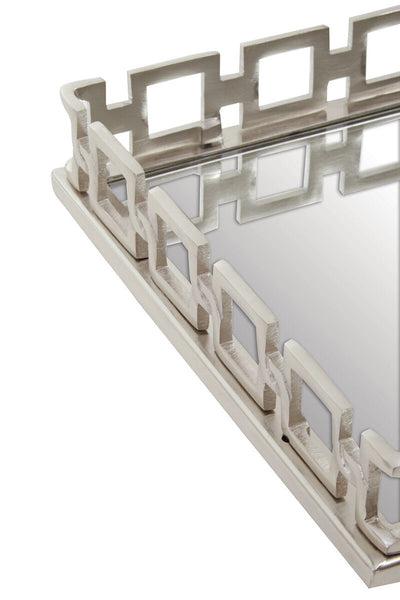 Square Nickel Finish Mirror Tray | Rhoda